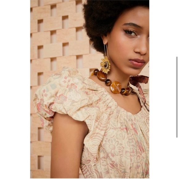 ULLA JOHNSON Nanette Dress in Haze Midi Dress Floral Print Size 6 Cotton Poplin - Picture 4 of 16